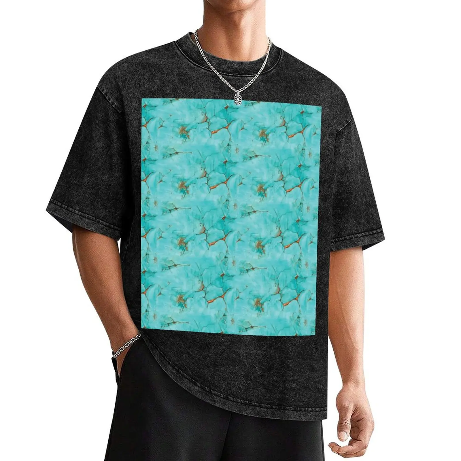 

Hand painted turquoise design T-Shirt street wear luxury t-shirt mens graphic t-shirts pack