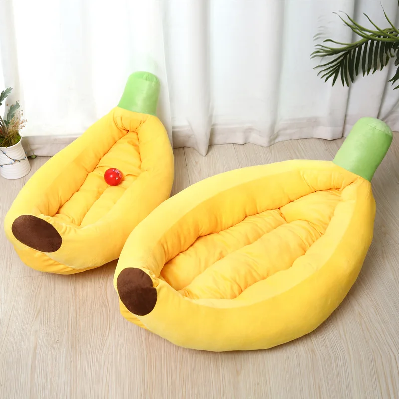 Banana Pet bed 4 Seasons Pet Anti slip and Wear resistant Removable and Washable Dog Nest Thick Warm PP Cotton Cat Dog Cushion