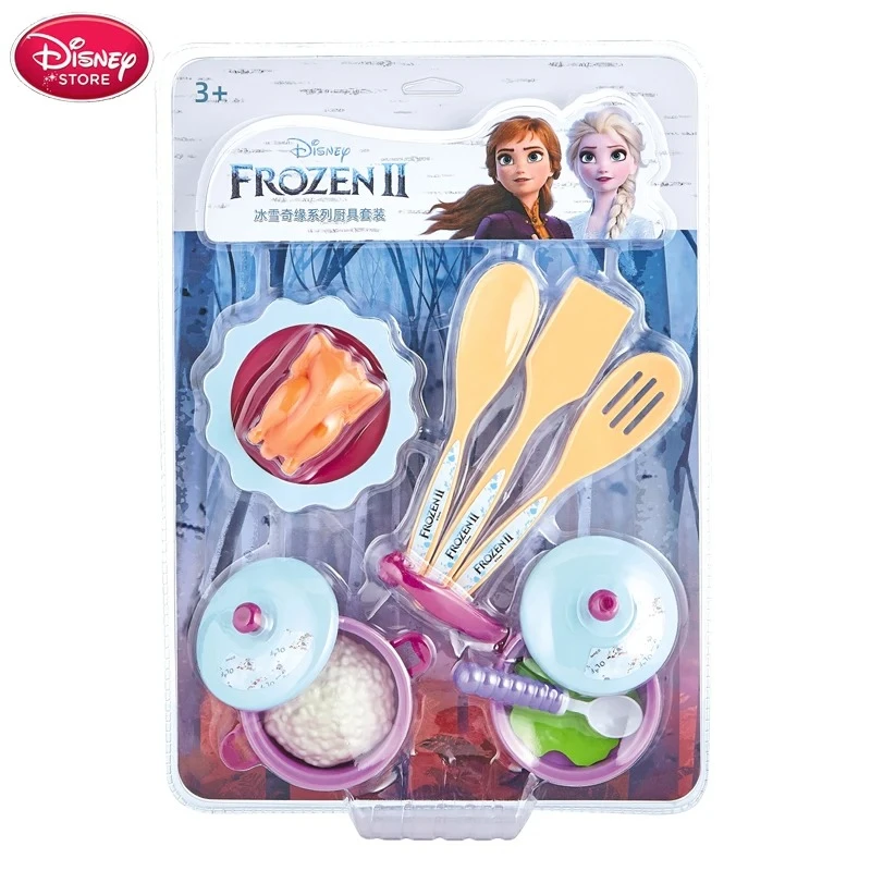 Frozen 2 Kitchen Toy Food Cookware Pot Pan Kids Pretend Cook Play Cake Stand Toys Kids Princess Anna Elsa Children Gift