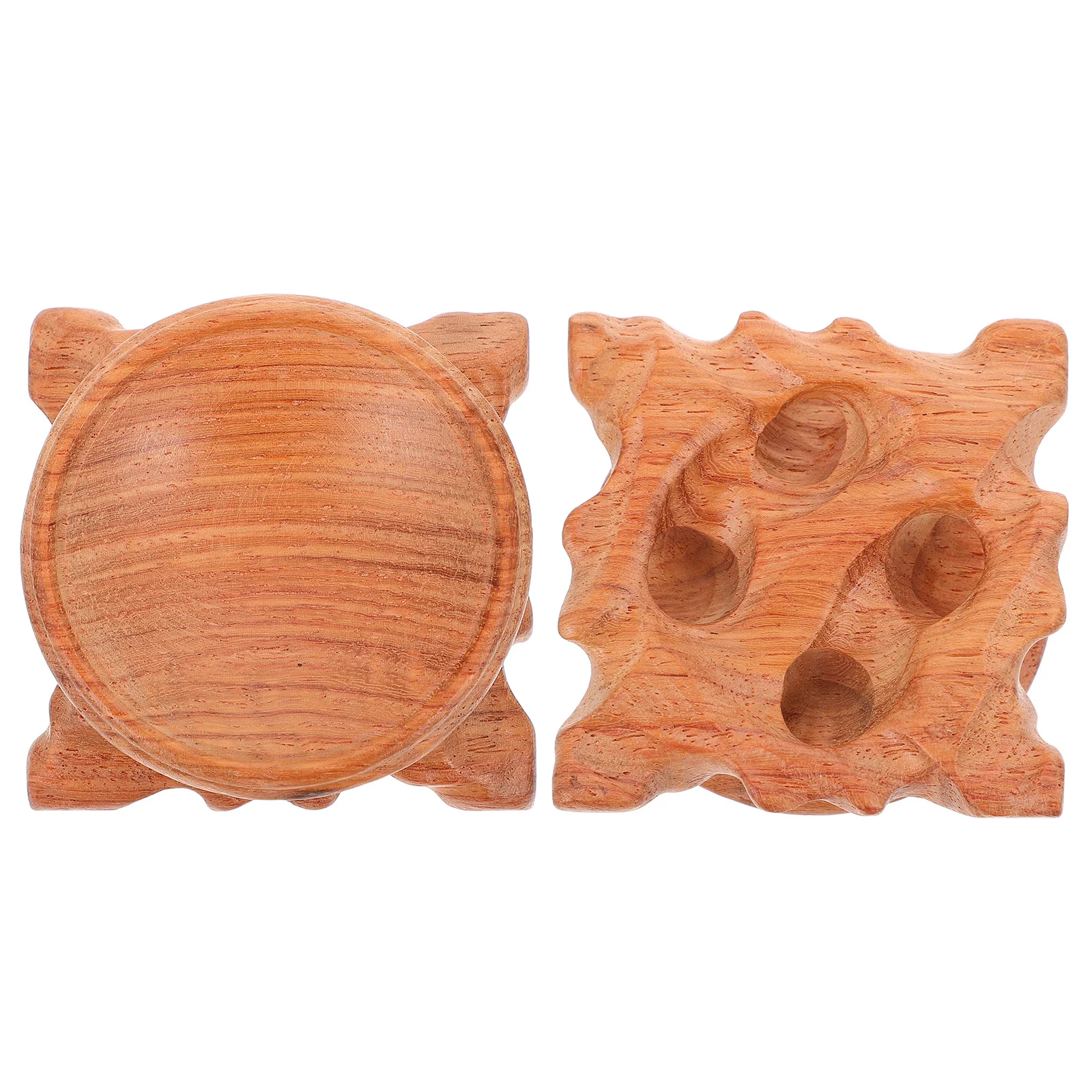 

2Pcs Solid Wood Crystal Ball Holder Retro Vintage Display Stand Decorative Wooden Base Portable Home Office Gift