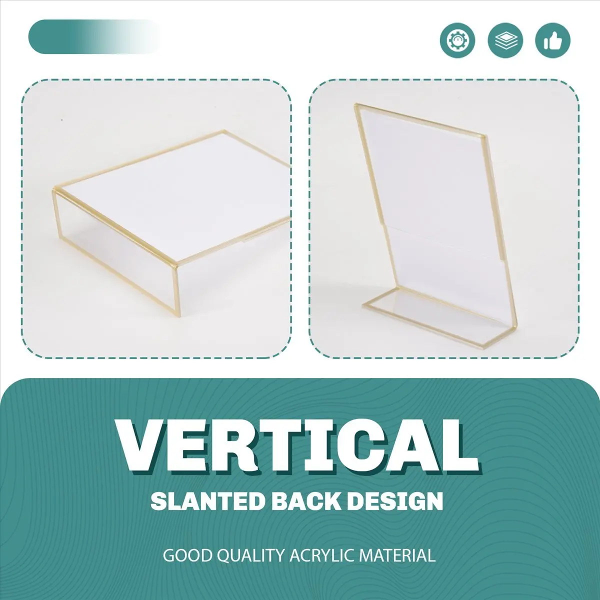 BHBL 12PCS Gold Frame Acrylic Sign Holder Wedding Table Number Holder Slanted Menu Double Sided Stand, 4X6Inch Vertical