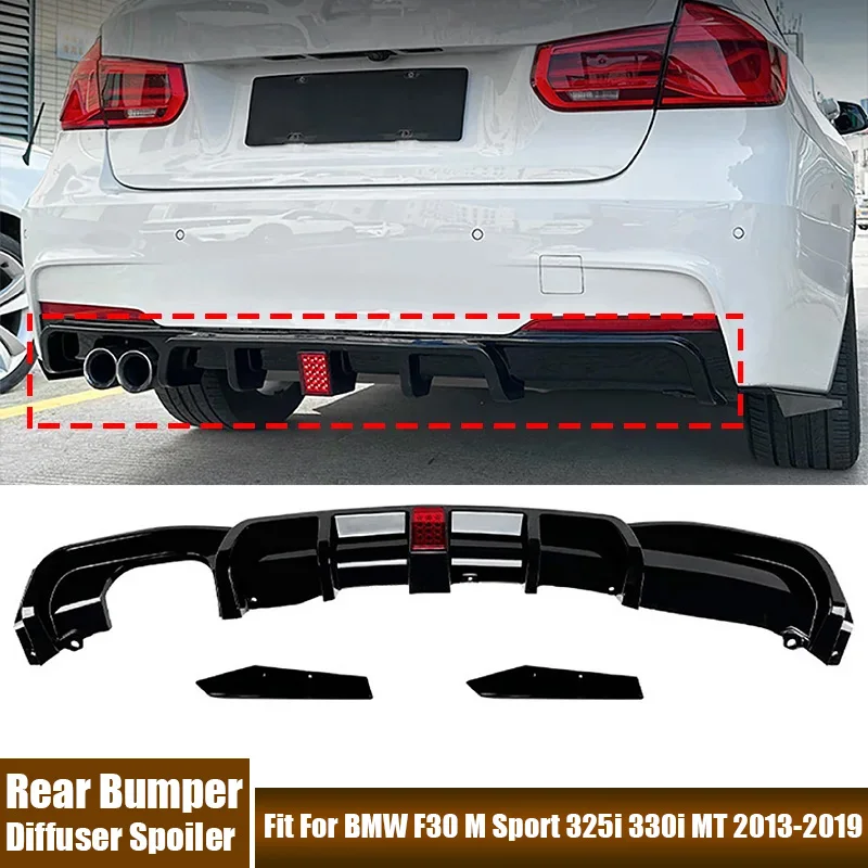 

Car Modified Accessories Rear Bumper Diffuser Lip Spoiler Trim Shell With Light Fit For BMW F30 M Sport 325i 330i MT 2013-2019