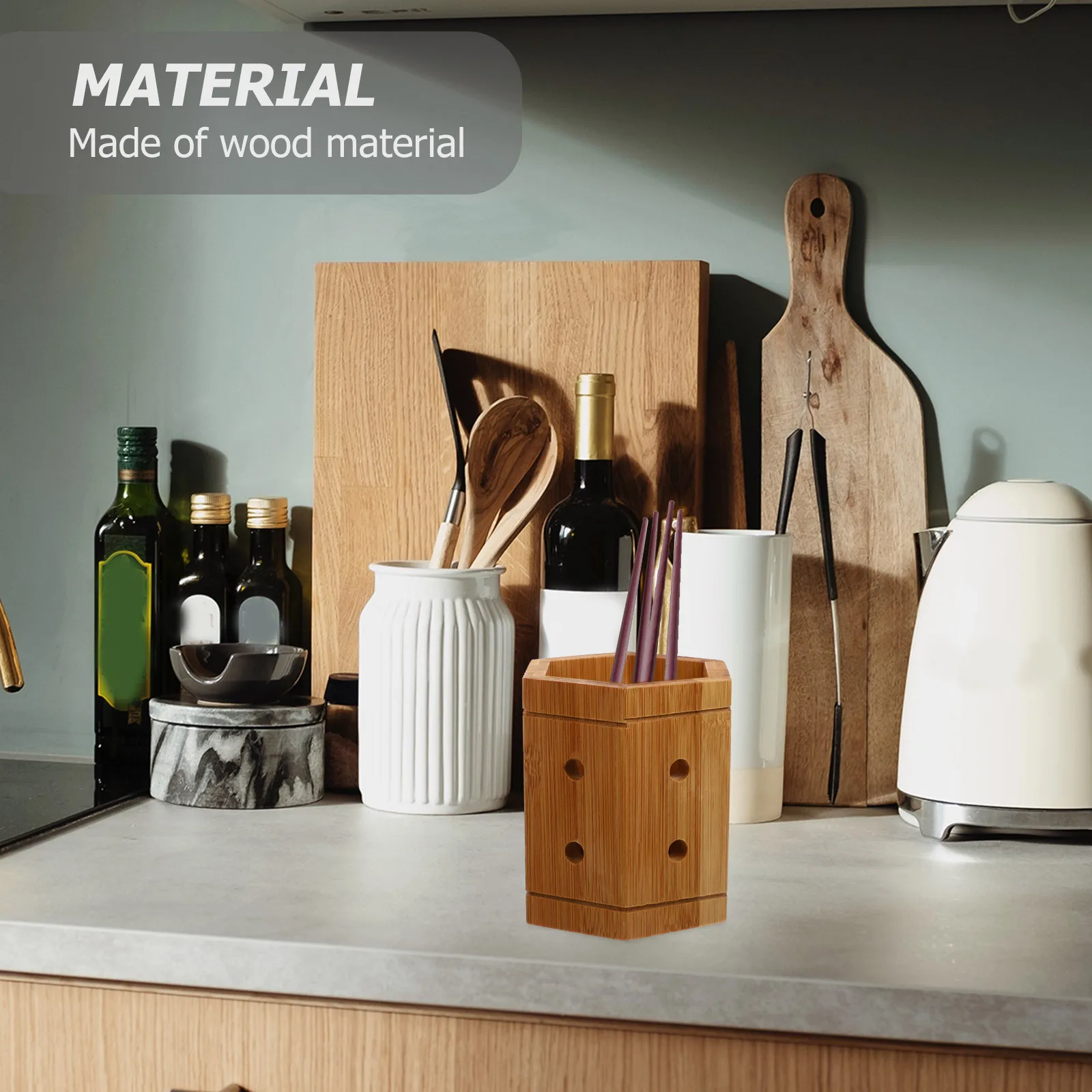 

Chopstick Organizer Wooden Kitchen Utensil Storage Organizer Desktop Cutlery Holder for Spoon Fork Cooking Tools Tableware