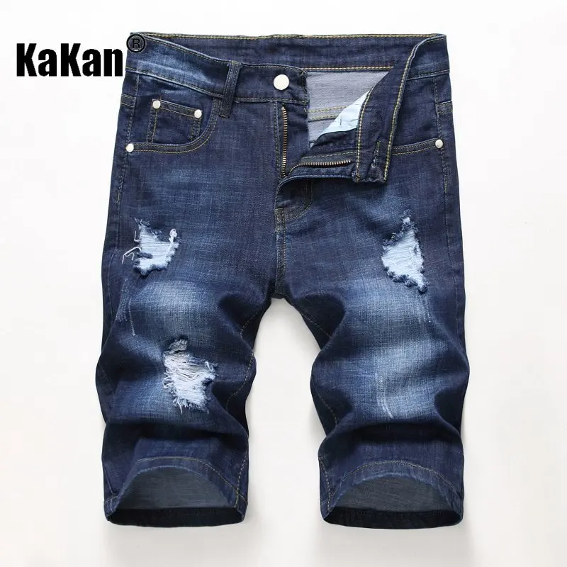 كاكان - جينز رجالي صيفي جديد أوروبي وأمريكي، جينز ممزق عتيق مخصص K02-301