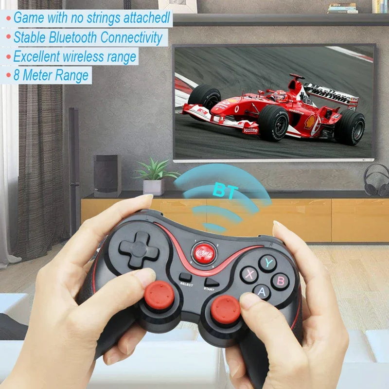 Wireless Joystick Gamepad Game Controller bluetooth BT3.0 Joystick T3 X3 For PS3/Android Mobile Phone Tablet TV Box Holder GP004