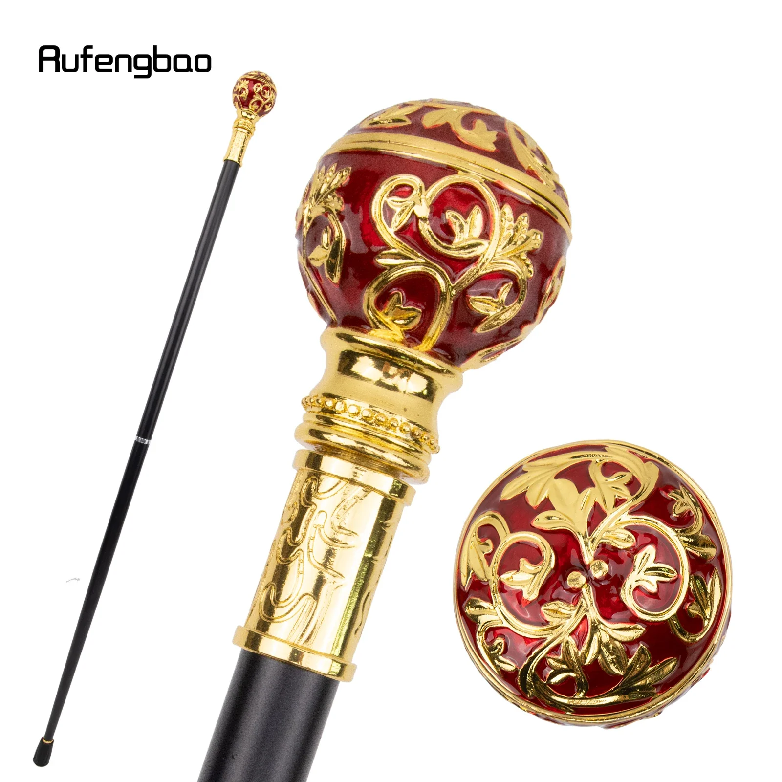 Golden Red Ball Walking Stick Decorative Vampire Cospaly Vintage Party Fashionable Walking Cane Halloween Crosier 93cm