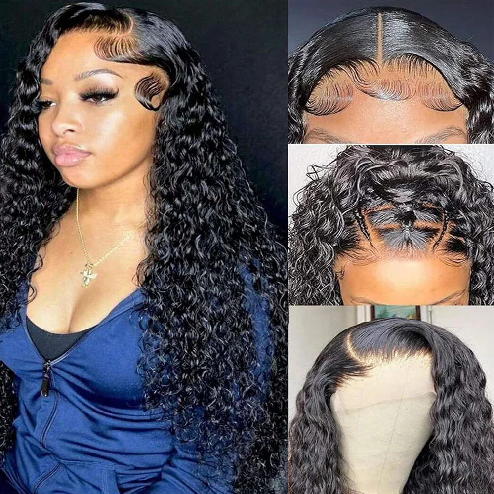 شعر مستعار برازيلي مموج ، دانتيل أمامي ، شعر بشري ، بدون غراء ، منتوف مسبقًا ، عقدة مبيضة ، شعر طبيعي ، 5 × 5 ، كثافة