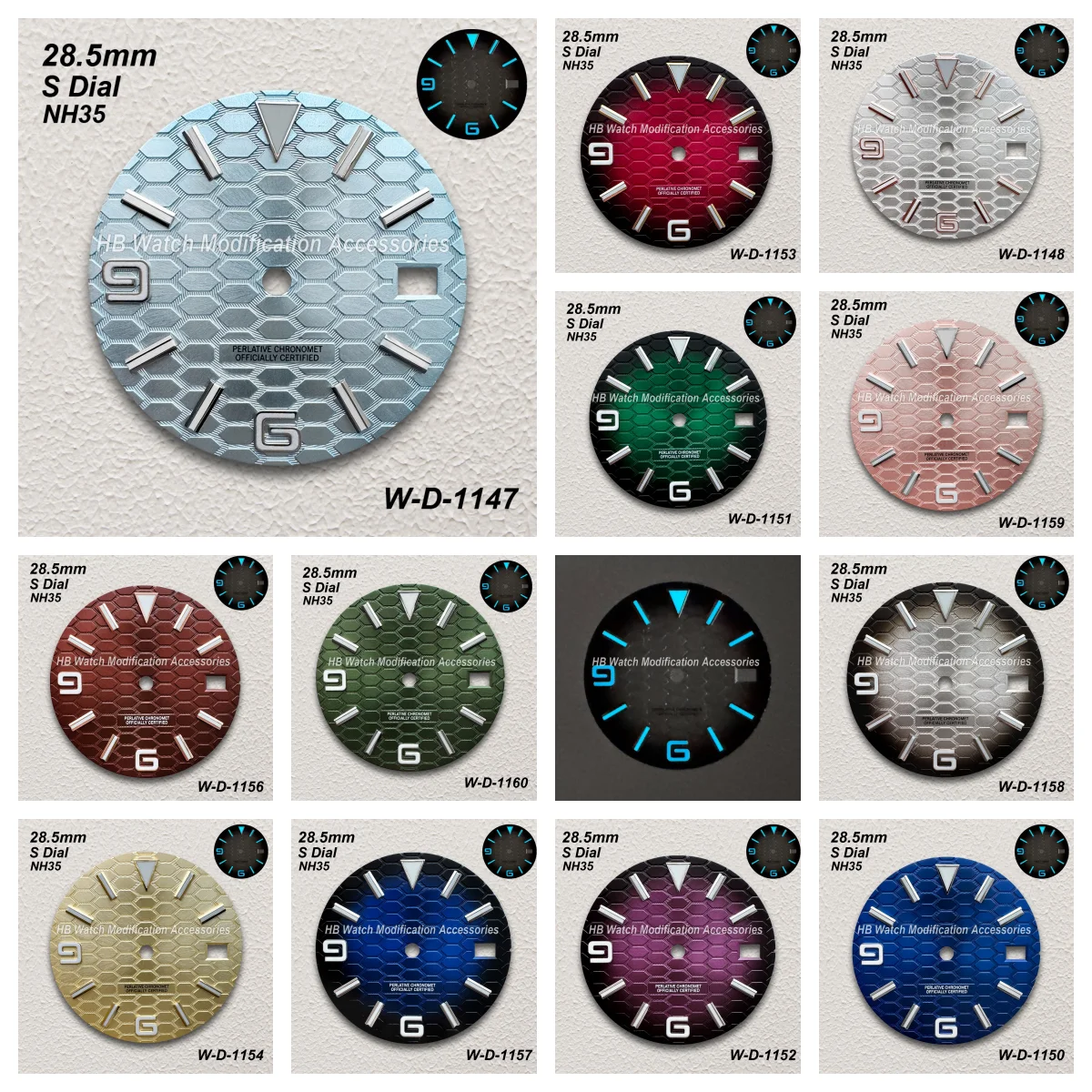 28.5mm Diving S Dial Fit NH35/NH36/4R/7S Japanese Movement Ice Blue Luminous High-Quality Watch Modification Accessories