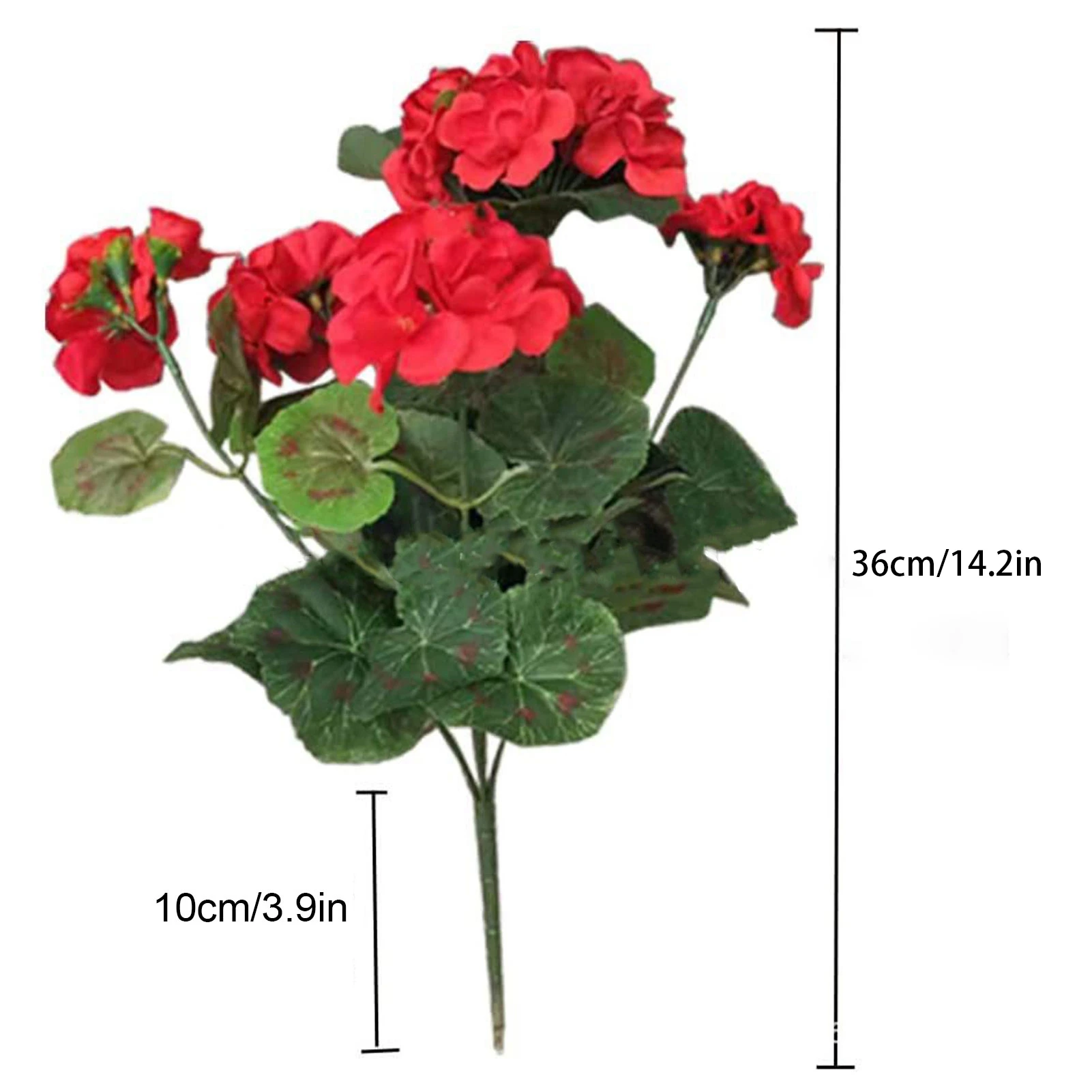 2pcs Artificial Geraniums Silk Flowers Outdoor Decoration UV Resistant Garden Simulation Plants Bush