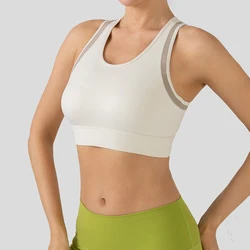 Sports Bra for Women Yoga Fitness Yoga Top Bras Nylon Breathable Solid Color Medium Support Gym Crop Top Padded Sportswear