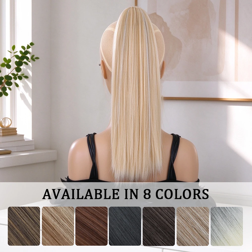 16Inch Synthetic Claw Clip Ponytail High‑Temperature Fiber Short Straight Hairpiece Easy Clip‑in Design for Women Daily Party