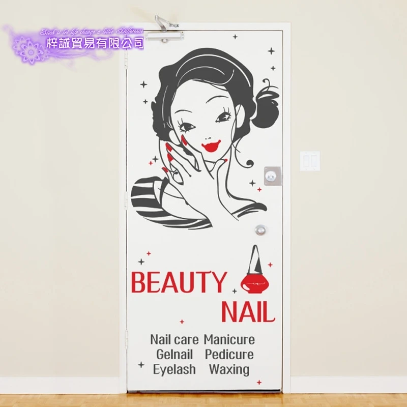 Nail Art Salon Wall Decal Beauty Salon Glass Sticker Vinyl Decor Mural Window