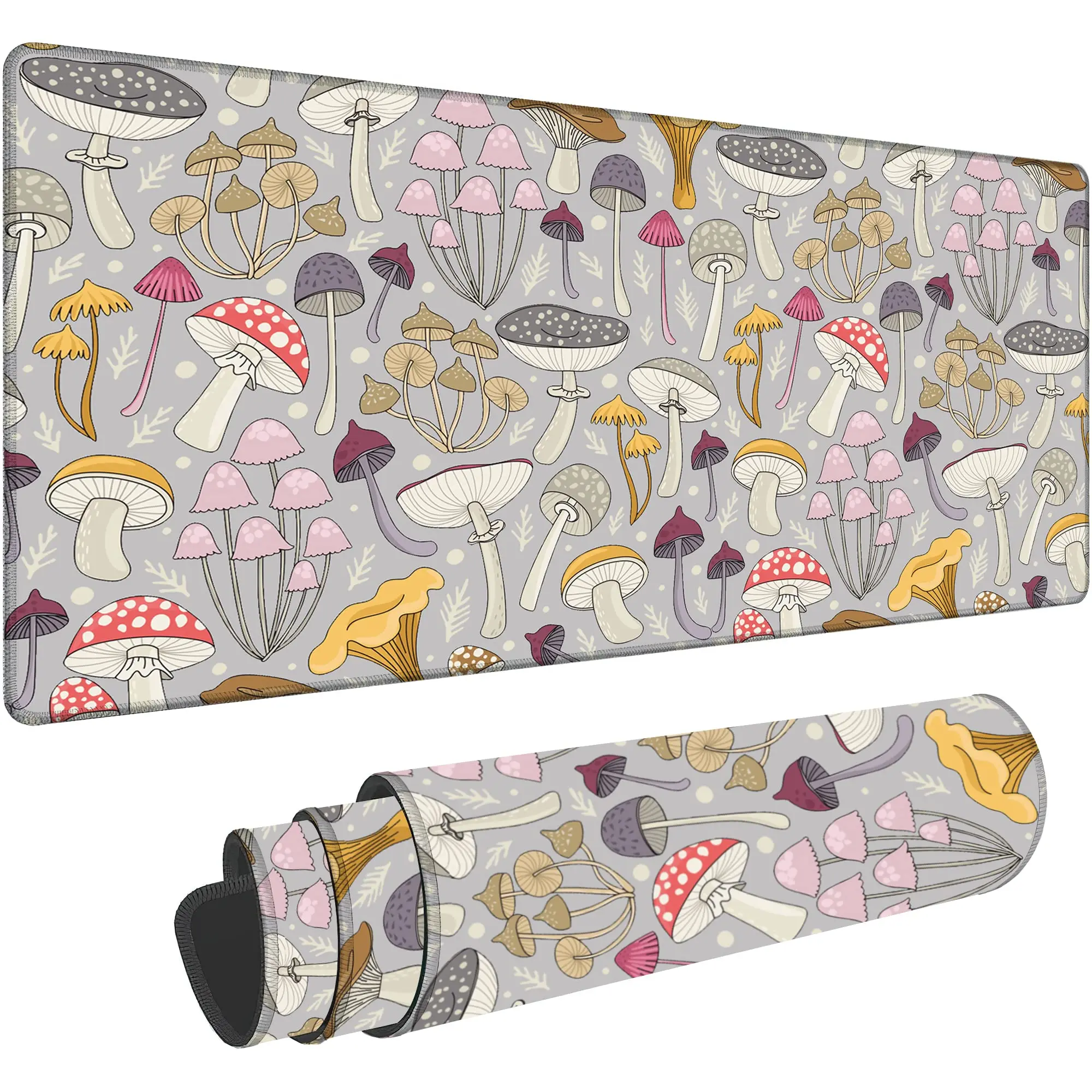 

Коврик для игрового стола, удлиненный коврик для мыши с разноцветными грибами, нескользящий резиновый коврик для мыши, настольные декоративные аксессуары для домашнего офиса