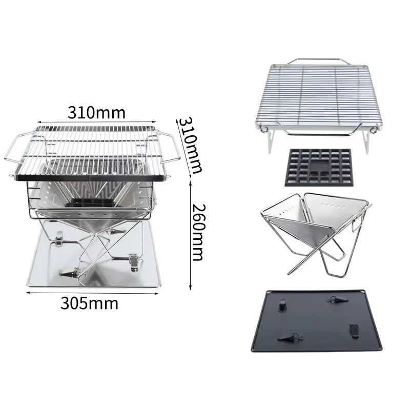 

【Хит продаж】Складной портативный гриль для барбекю, походная чугунная печь для приготовления на дровах с духовкой