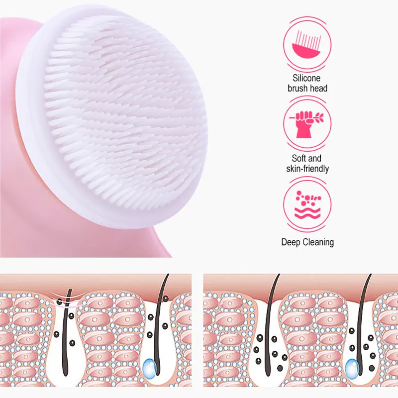 3-IN-1 elektrische gezichtsreiniger Gezichtsreinigingsborstel Wasmachine Spa Huidverzorging Massager Mee-eterreiniging Opladen