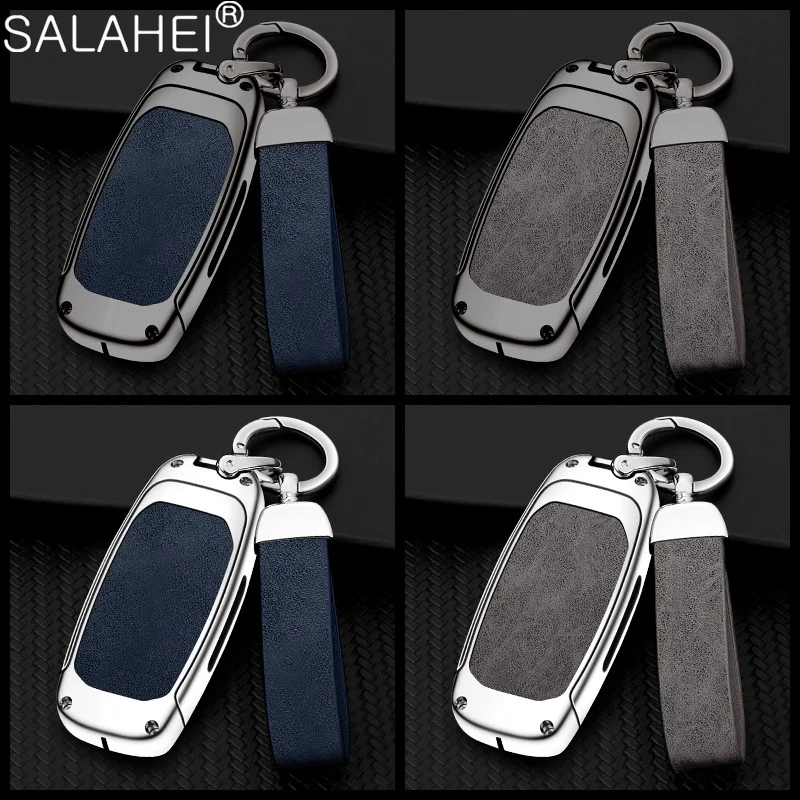 Zinc Alloy Car 3 Buttons Smart Key Case Cover Protector Fob Shell For Ford Territory EV Keychain Keyless Remote Auto Accessories