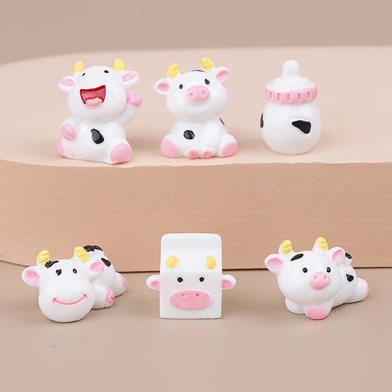 乳牛用樹脂動物装飾品,白い牛,マイクロランドスケープ,小さな庭の像,置物,室内装飾,家の装飾,1個