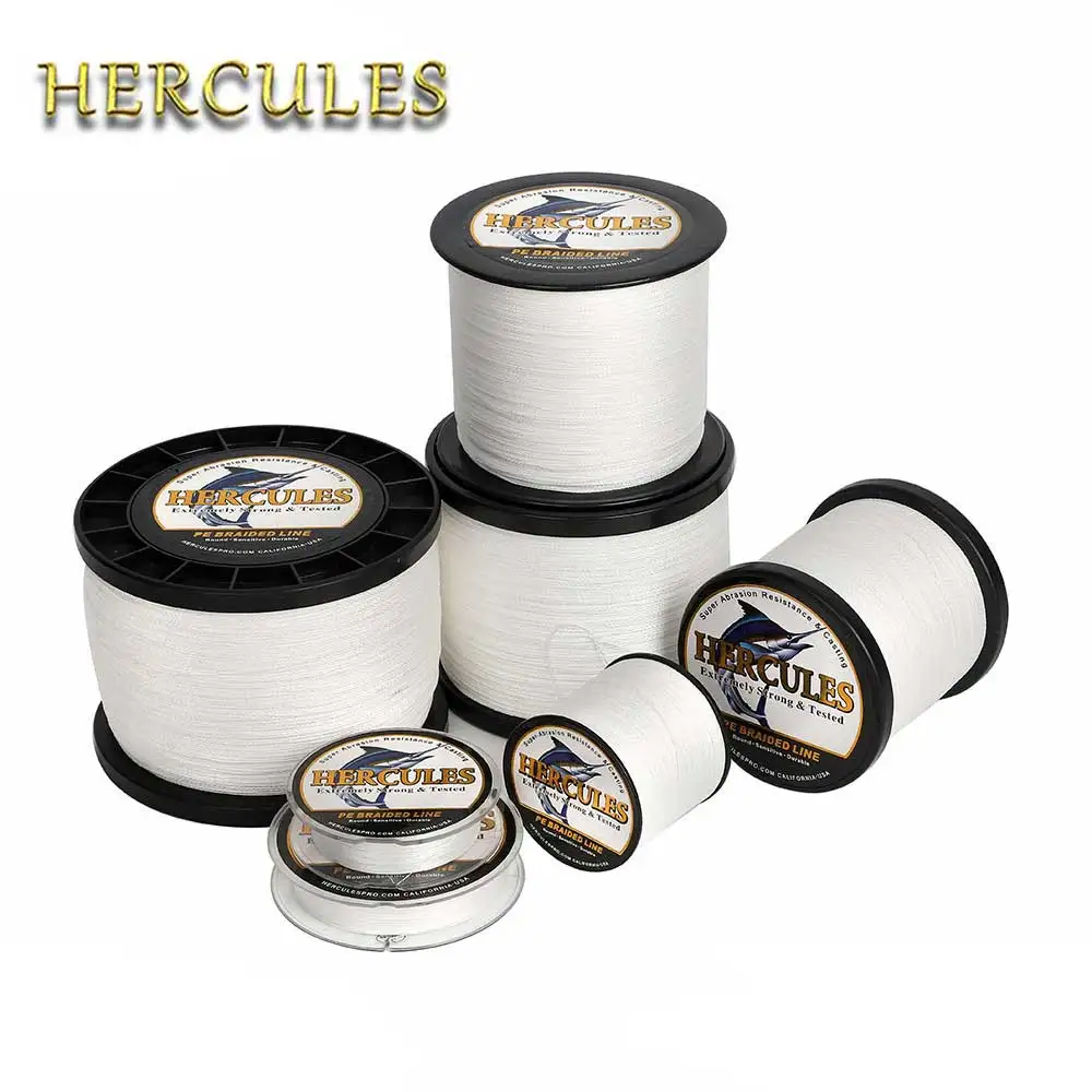 Hercules Fishing Line 12 Strands 100M300M500M1000M1500M2000M Super Pe  Braid White Smooth 10- 420LB Experience Multifilament