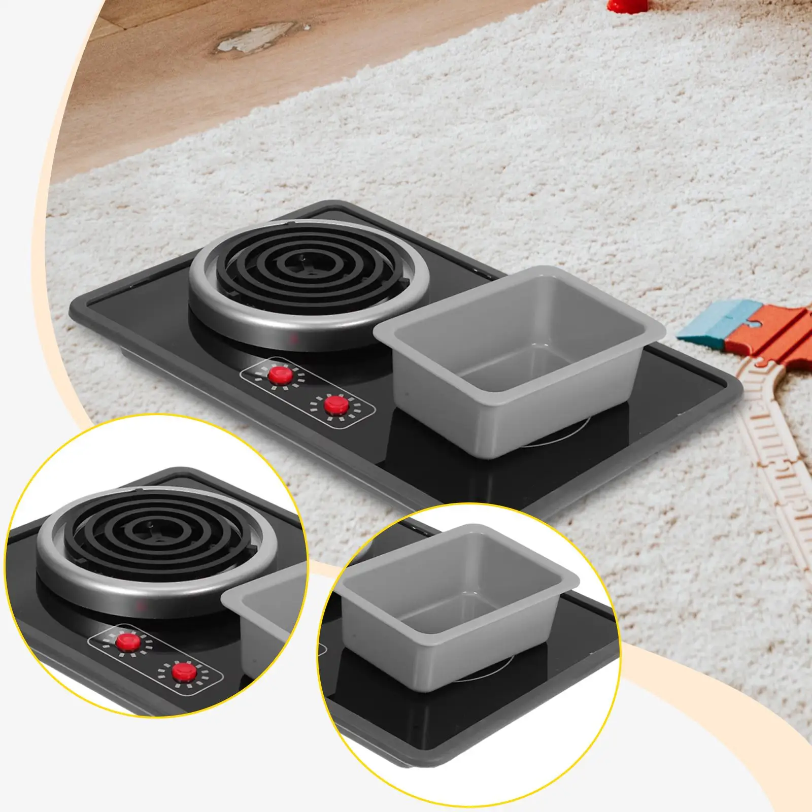 Kids Induction Cooker Toy with Lights Sounds Realistic Pretend Play Kitchen Set Educational Hand Eye Coordination Gift for