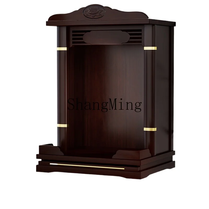 PYH solid wood God of Wealth table for household use medieval simple wall-mounted shrine rack incense case shelf