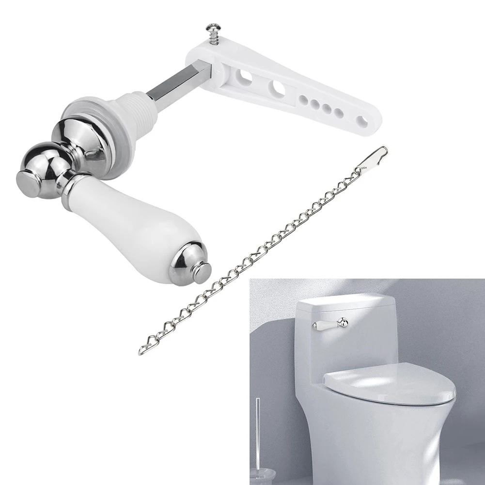 Toilet Repair Home Bathroom Silver Chrome Plated Handle Flush Tank Handle Easy To Install Exquisite Appearance