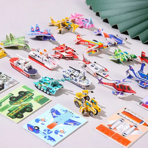 30pcs Cartoon Insect 3D Paper Jigsaw Puzzles Military Tank Plane Ocean Animal Theme Puzzle Kids Children's Birthday Party Gifts