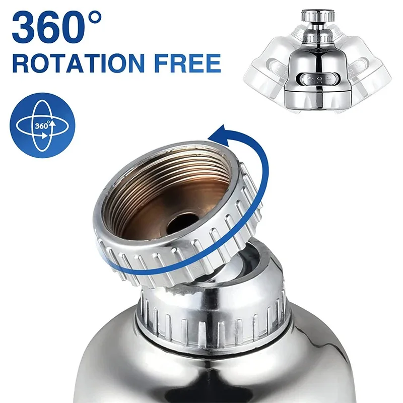 Adjustable Swivel Kitchen Faucet – 360 Degree Aerator Sprayer Filter Nozzle, Water Saving Bath Faucet Connector