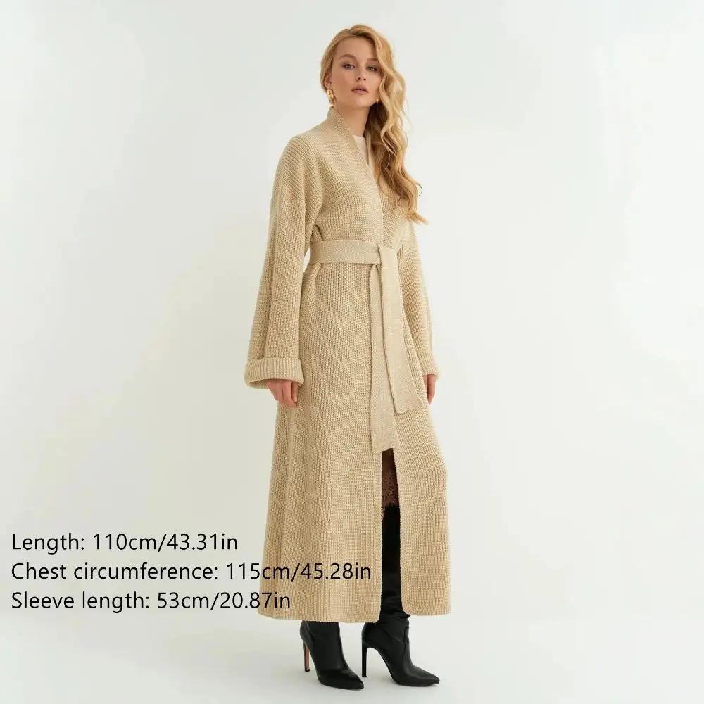 New Knitted Fabric Women Long Cardigan Side Slits Open Front Fuzzy Cardigan Warm Loose Fit Coat Streetwear