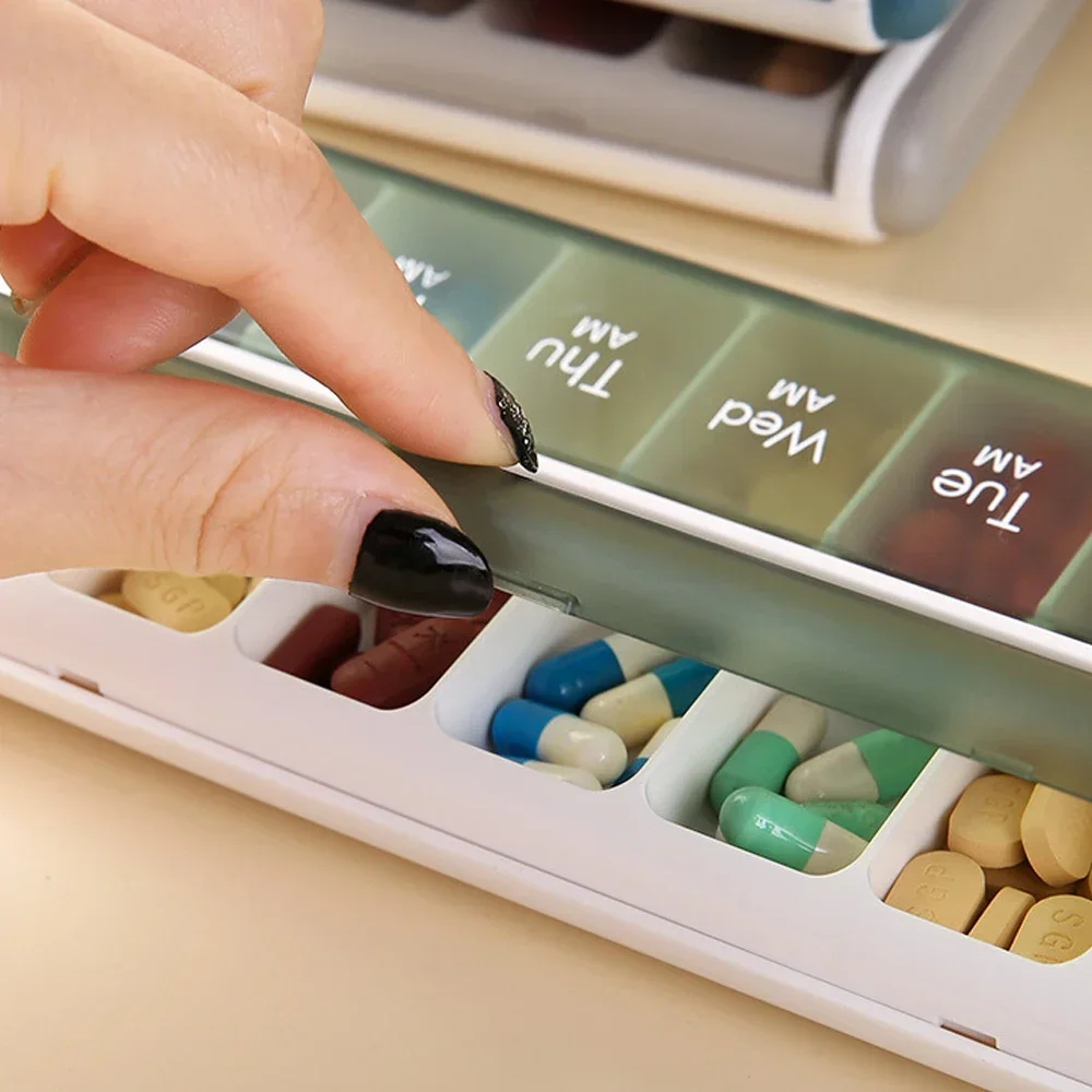 1PCS Pill Organizer 2 Times a Day, Weekly AM PM Pill Case, 7 Day Pill Box Twice a Day, Oversized Daily Organizer for Vitamins