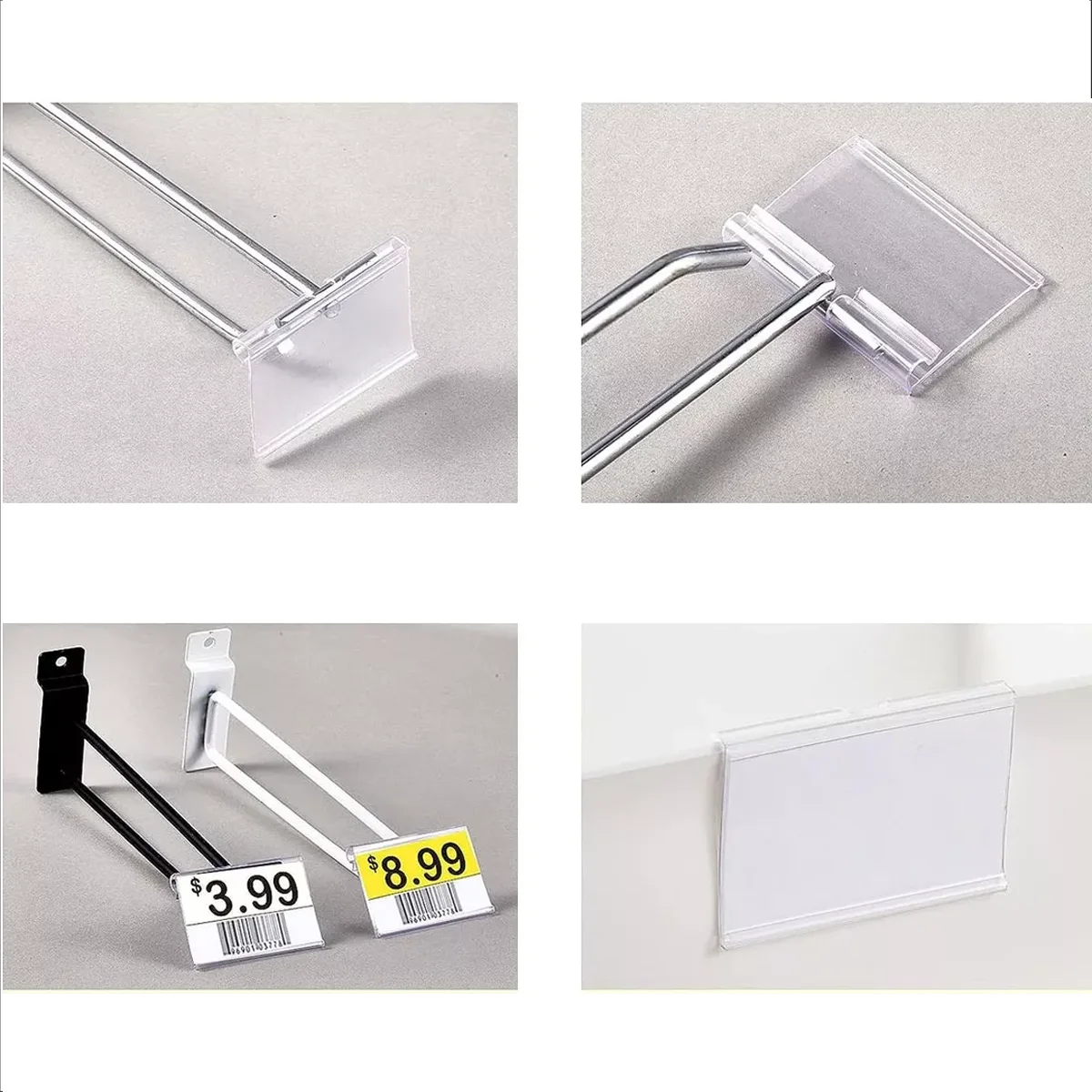 40/100pcsWith Cardboard Plastic PVC Shelf Data Strips Clip Holder Merchandise Price Talker Sign Label Display Adhesive Tape Back