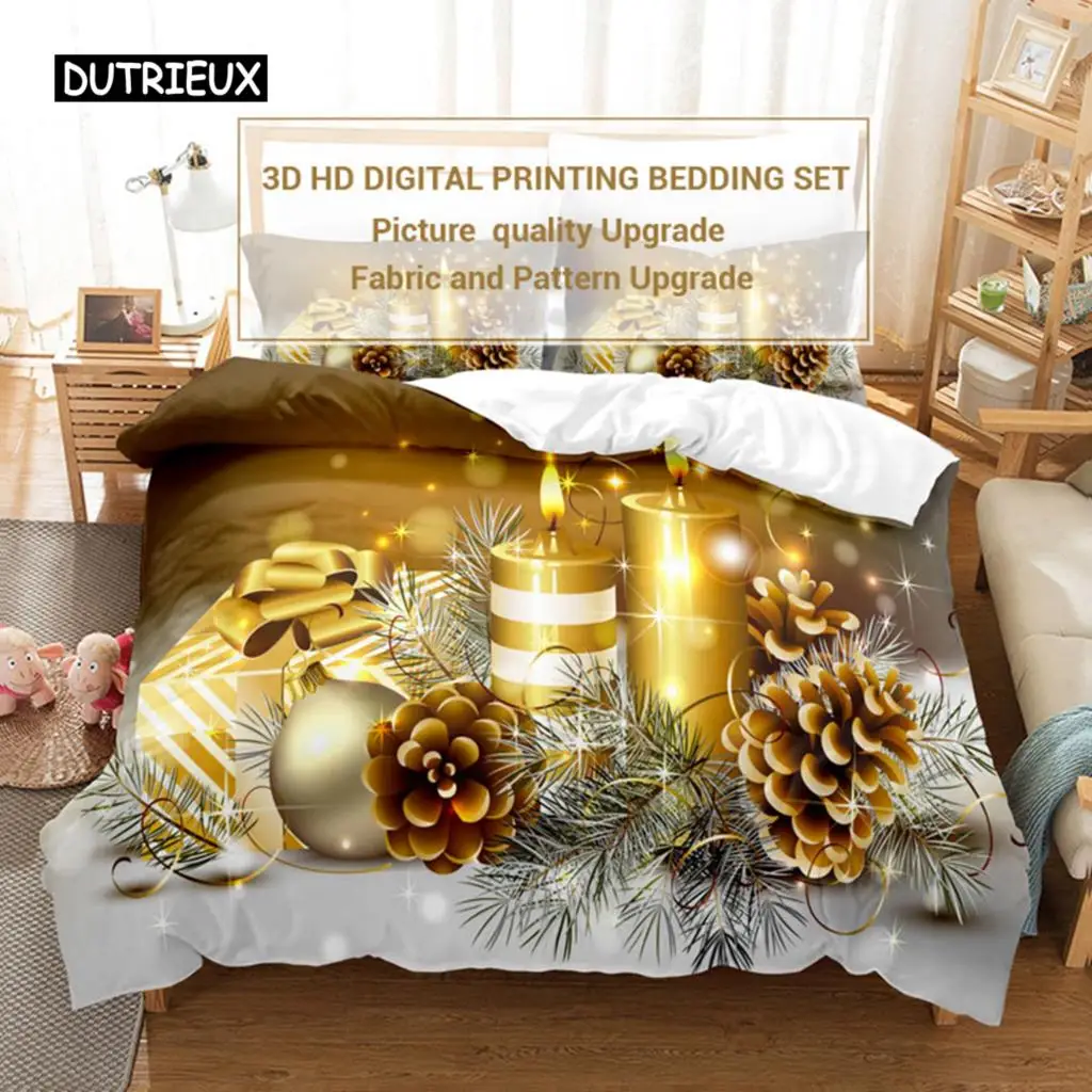 

Christmas Bedding Set Duvet Cover Polyester Comforter Cover Pillow Case 3D Queen King Double Full Twin Single 3PCS 2PCS Bedroom