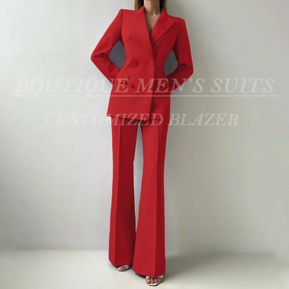 Luxury Women's Suits Customzied Solid Color Double Breasted Slim Fit Blazer Formal Party Female Clothing 2 Piece Jacket Pants