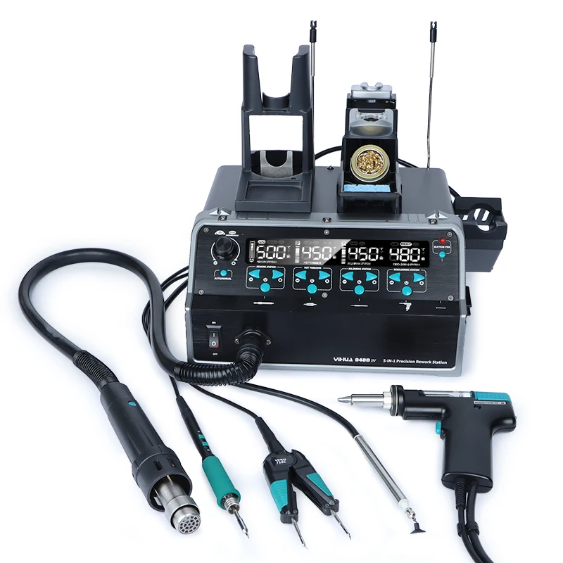 محطة لحام 948D-IV 5 في 1 إعادة صياغة الهواء الساخن سبيكة لحام ملاقط دقيقة محطة ديسولديرينغ 1410 وات