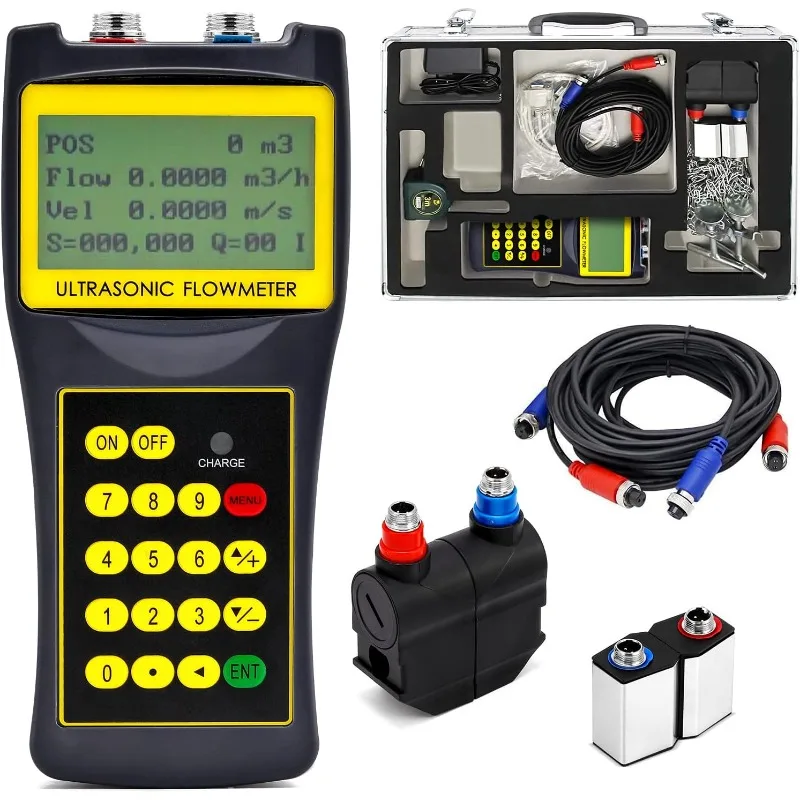 

CGOLDENWALL Handheld Ultrasonic Flowmeter Clamp on Flow Meter Portable Liquid Flow Meter/PVC Pipe DN15-700mm 1/2-28"