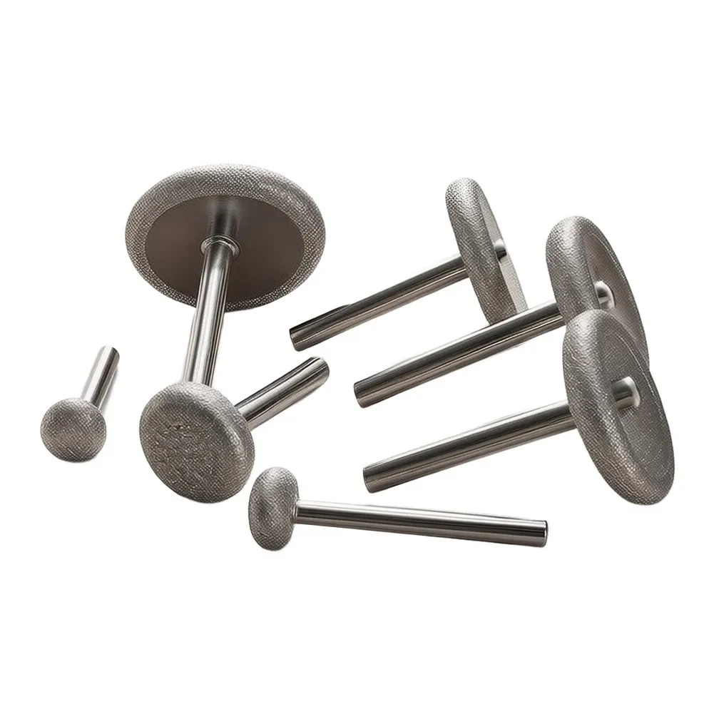 Diamond Grinding Head 80 Grit 6mm Shank Emery Burr Wheel 20-60mm For Jade Stone Glass Carving Polishing Straight Grinder
