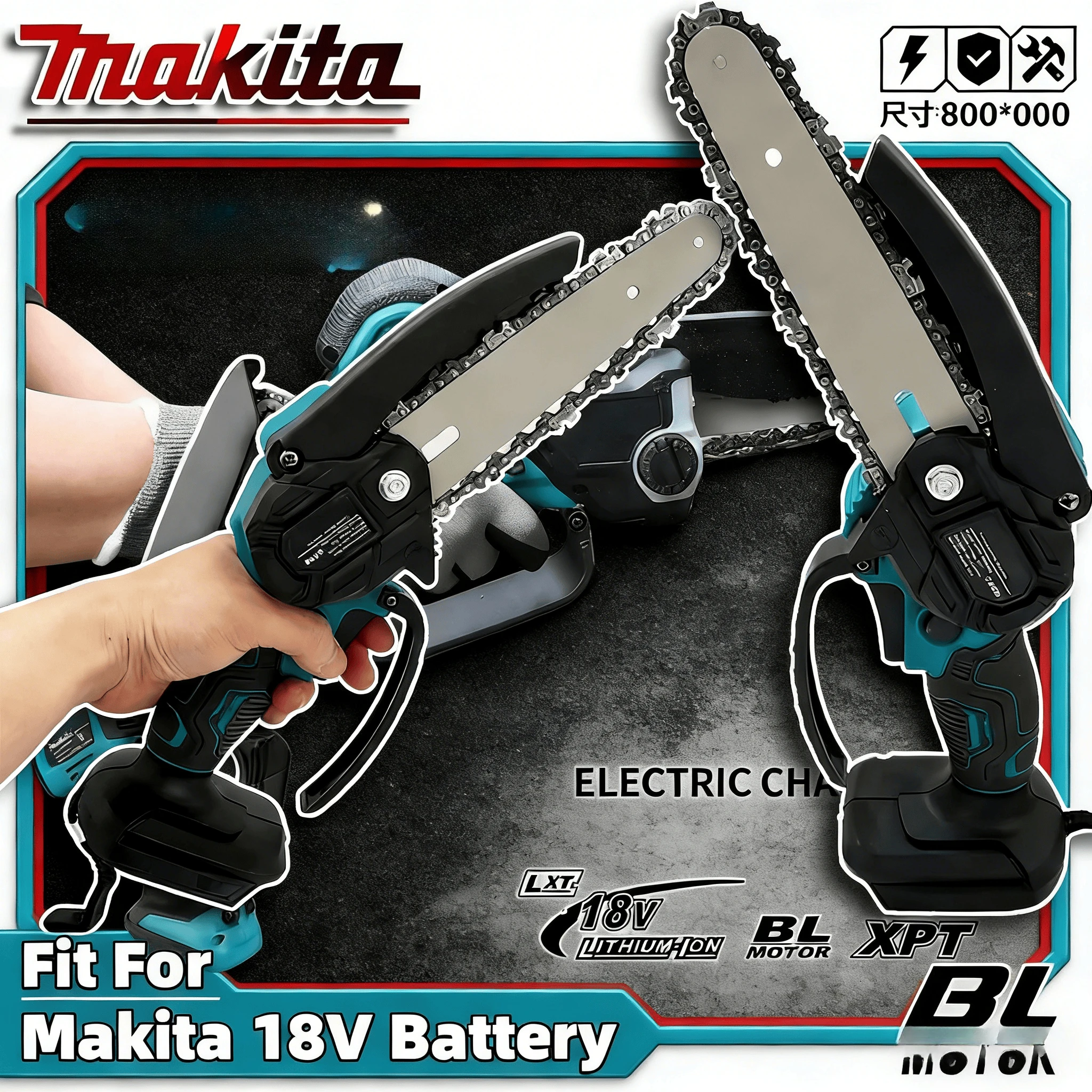 

Makita 6 Inch Chain Saw Electric Saw Handheld Portable Wood Logging Chainsaw Garden Pruning Wood Power Tool for 18V Battery