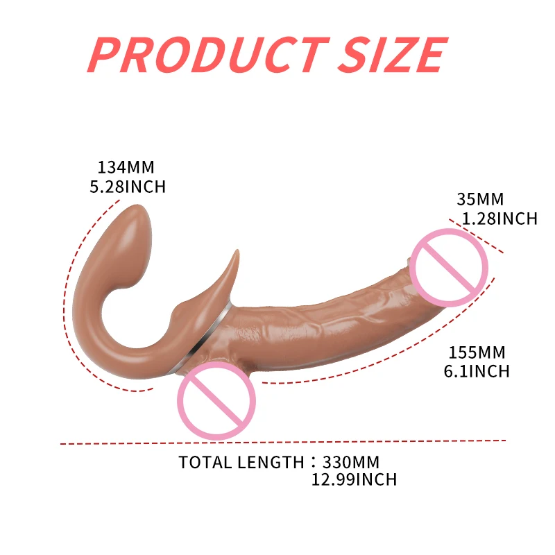 Realistic Silicone Strap-on Double End Dildo With Vibration Thick Thrusting Wireless Vibrator Anal Auus penis For Women Men