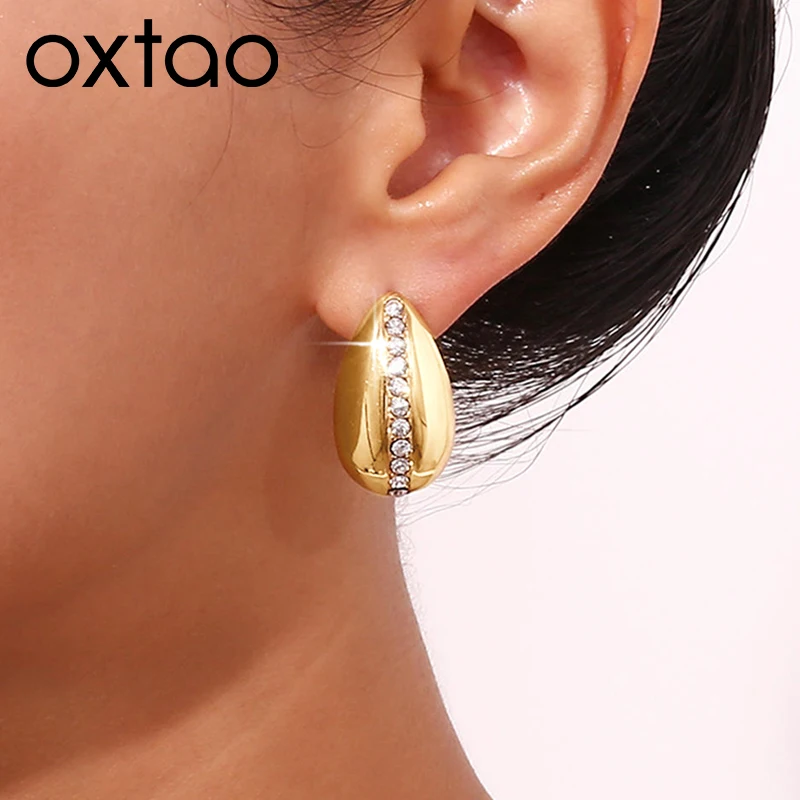 

OXTAO Teardrop-Shaped Moissanite Stud Earrings with Certified for Women Girls Fashion Drop Earrings Birthday Wedding Jewelry Gif