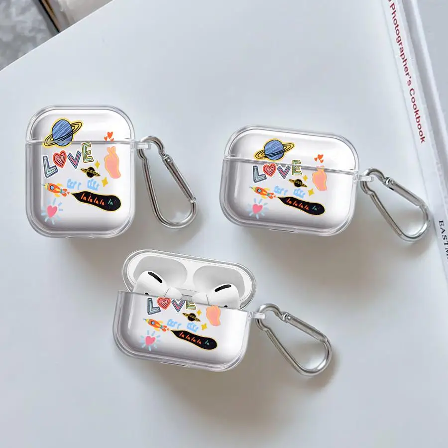 Clear Earphone Cases Cover Case For Airpods 1 Pro3 3 2 4 Pro2 Pro Cartoon Drawing