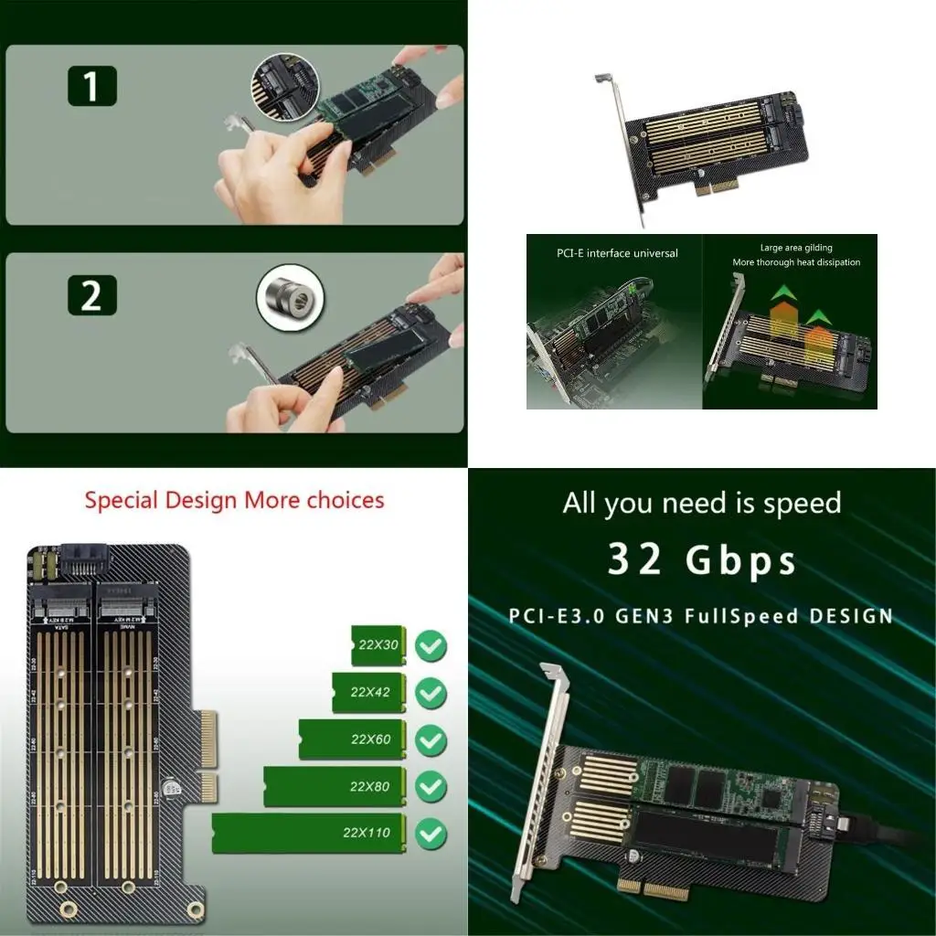 

652F M.2 NVME Hard Disk Adapter Double SSDs Expansion Card Supports M B SSDs To PCIE Converters NVME Card