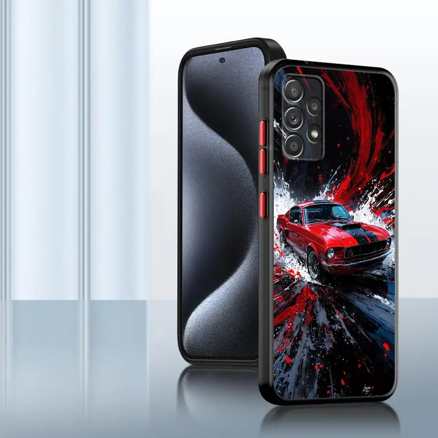 حافظة لهاتف سامسونج جالاكسي A22 A36 A31 A72 A52 A71 A56 A32 A73 A21 A25 A26 A23 غطاء ناعم سيارة رياضية وسيم