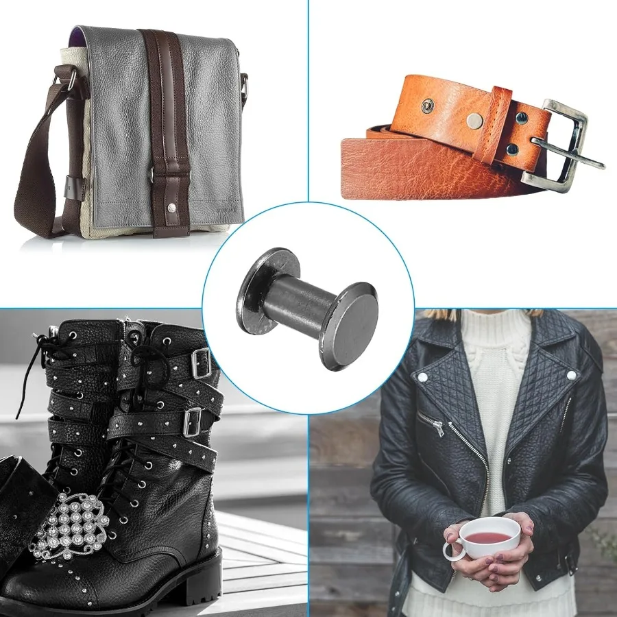 100 Set Viti Chicago M5x8mm Viti Chicago Phillips Binding Post Vite Bulloni Rivetti in pelle Fers Connettori Acciaio per la pelle