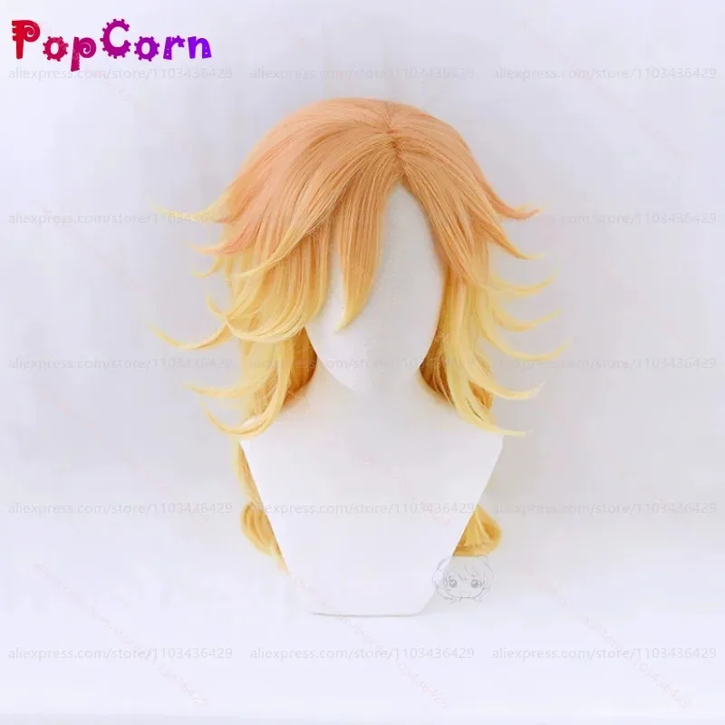 qq28LQDouma Unisex Golden Orange Gradient Wig Cosplay Anime Heat Resistant Synthetic Wigs for Daily Party Costume