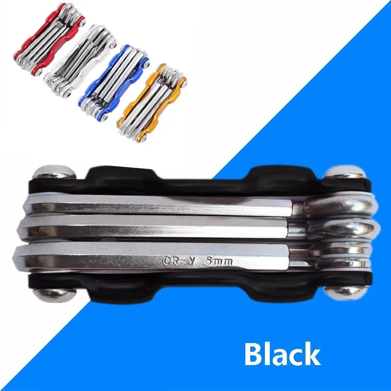 Kit de Ferramentas Multiuso Portátil e Leve para Reparo de Bicicletas de Montanha, Conjunto de Reparo de Bicicletas com Chaves Allen, Chaves de Fenda e Chaves de Raio