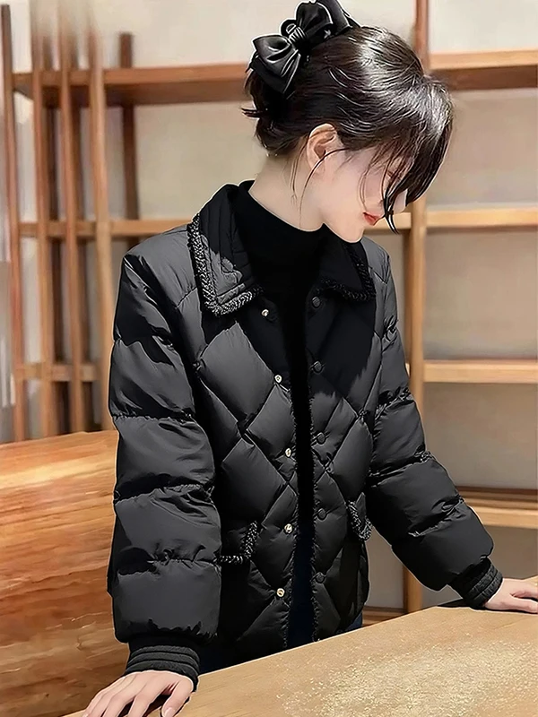 

Thiened Cotton Jaet Women's Loose Fit Warm Collar Coat Sli Winter Outerwear Comfortable Long Sve Straight Cut Coat