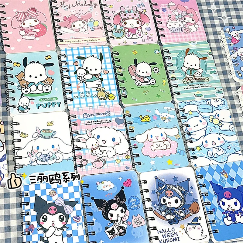 2023 New 20pcs Sanrio Kuromi Melody Cinnamoroll A7 Coil Book Cartoon Notepad Portable Pocket Notebook Stationery Wholesale