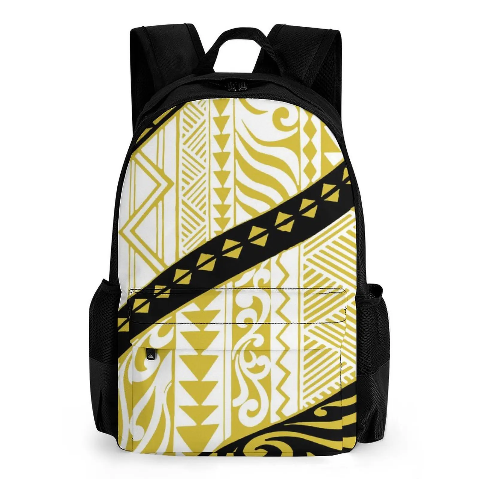 

Школьная сумка на два плеча с принтом в полинезийском стиле, 16-дюймовая школьная сумка большой вместимости для кампуса, настраиваемая школьная сумка