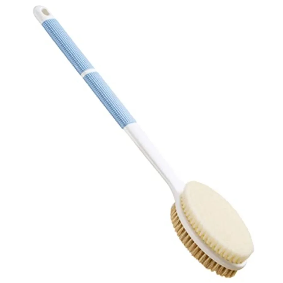 Back Scrubber Anti Slip Long Handle for Shower, Dual-Sided Back Brush with Stiff and Soft Bristles, Body Exfoliator for Bath or