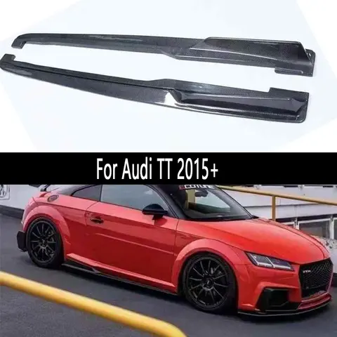 For Audi TT TTS TTRS 2015+ Carbon Fiber Side Skirts Side bumper Splitters Side skirt Cupwings Apron Side panel body kit