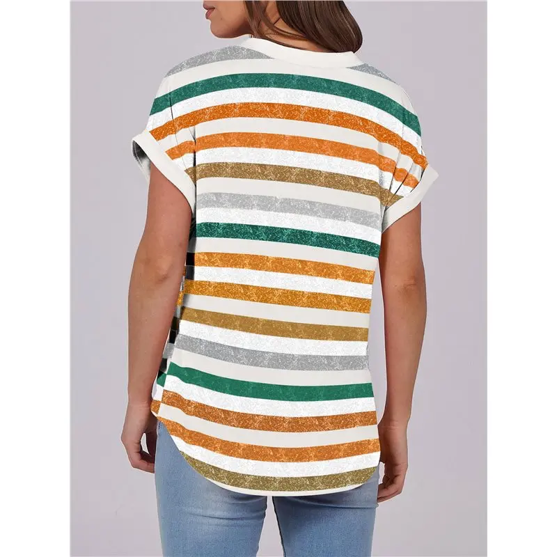 AEF6-Womens Short Sleeve Henley Tops V Neck Dressy Casual Blouses Summer Trendy Tee Shirts Vacation Fashion Clothes